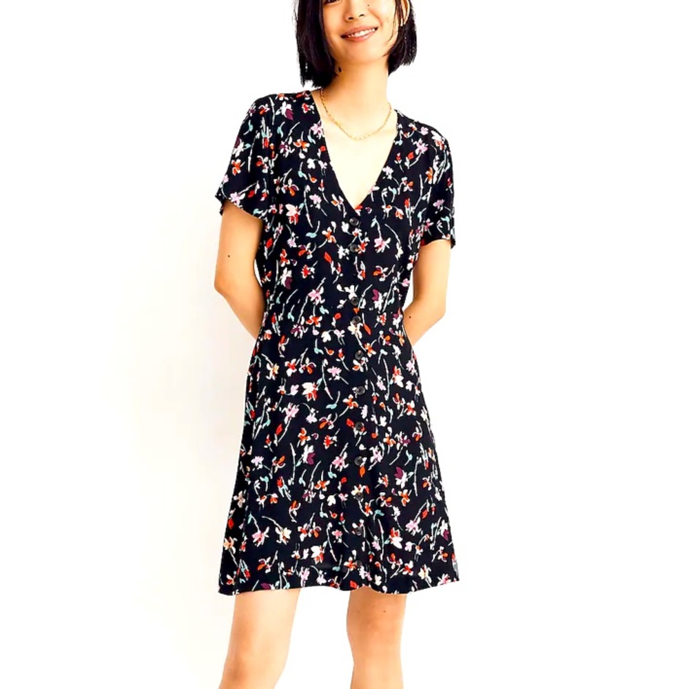 V-neck Button Front Madewell Dress
